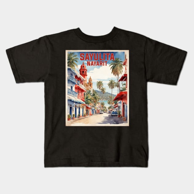 Sayulita Nayarit Oaxaca Mexico Vintage Tourism Travel Kids T-Shirt by TravelersGems